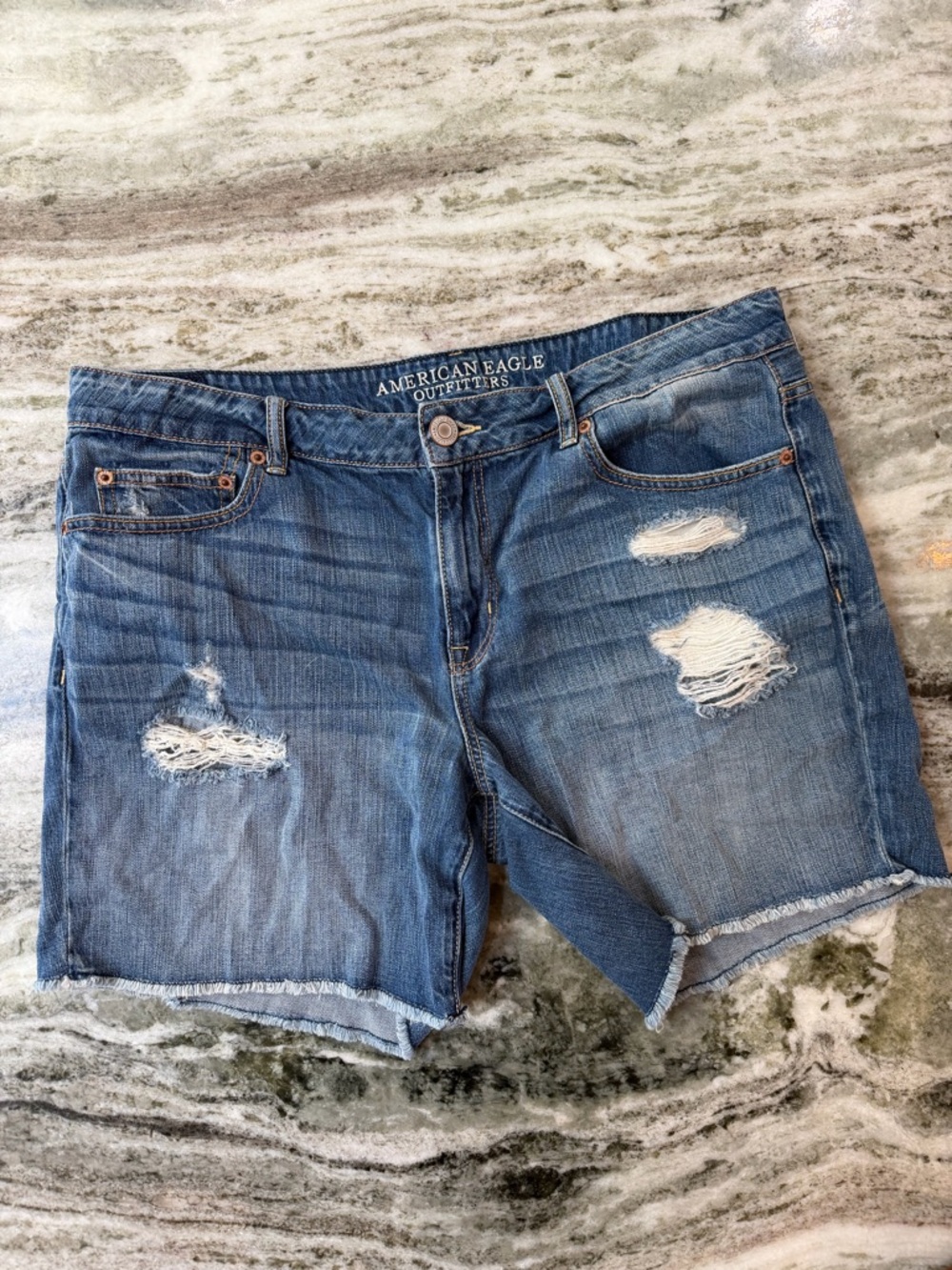 American Eagle Outfitters Distressed Blue Denim Jean Shorts